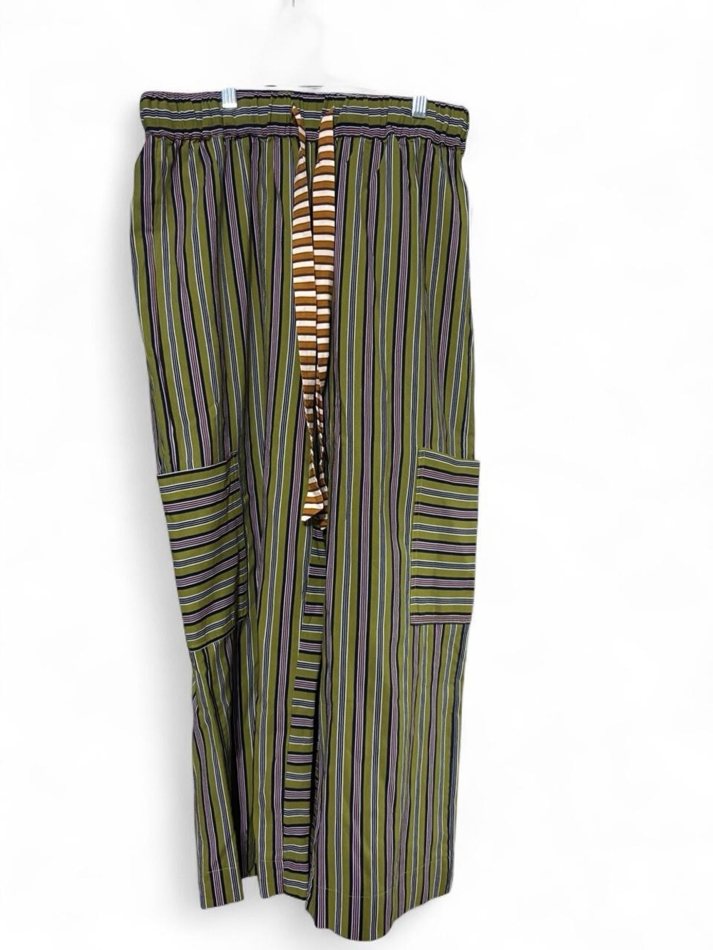 Striped Wide Leg Pants with Side Pockets